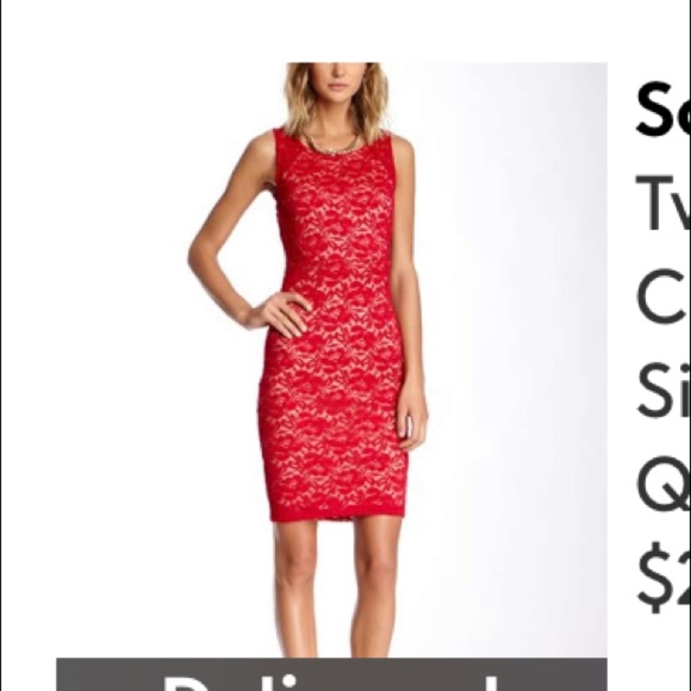 NEW Soprano Red Lace Knee Length Dress